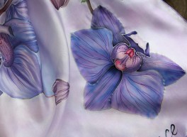 Орхидеи сиреневые платок_80х80 см_нат.шелк туаль